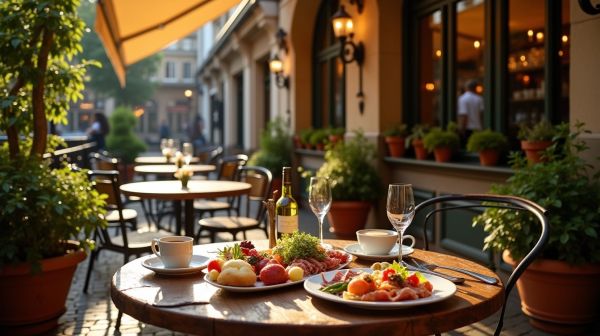 Savor authentic Italian cuisine at the charming café in Russell Square